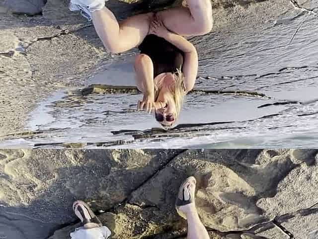 Blonde MILF Masturbates and Squirts on Public Beach