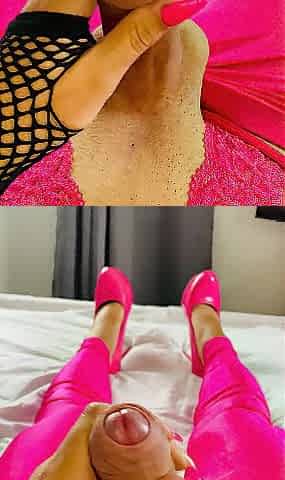 Hot Pink High Heels Ejaculation