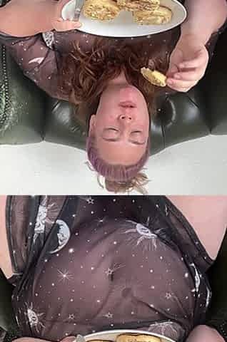 Huge Hungry BBW Stuffing Herself at Breakfast