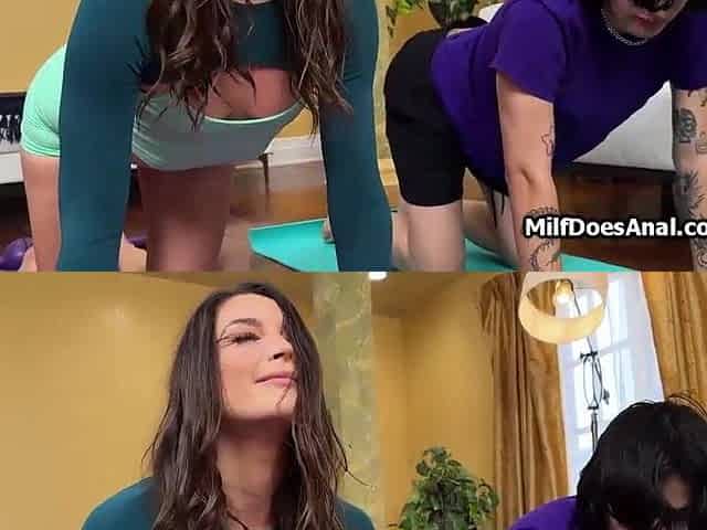 Eating anal intercourse stretched ass during Yoga