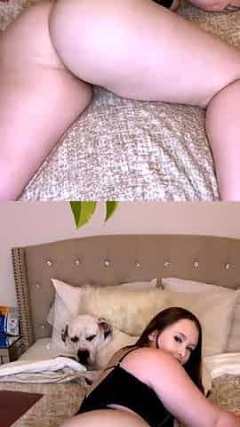 Busty curly brunette with big boobs fucks on couch