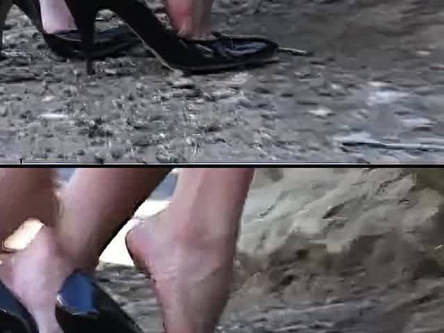 Public Exposure Fucking Myself With High Heels and Pissing