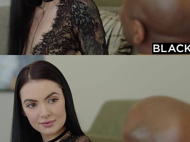 Slim white cutie opens ass cheeks for a fat black cock