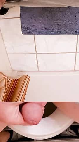 Caught Masturbating on the Toilet Stepmom Helps Stepson Finish off