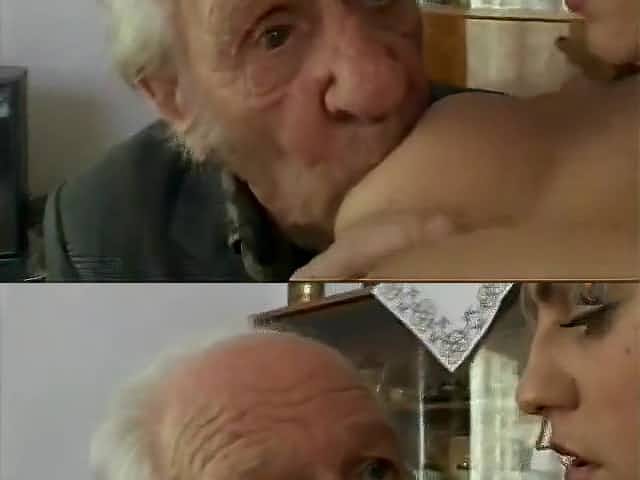 Two Old Men And A Young Blonde Girl
