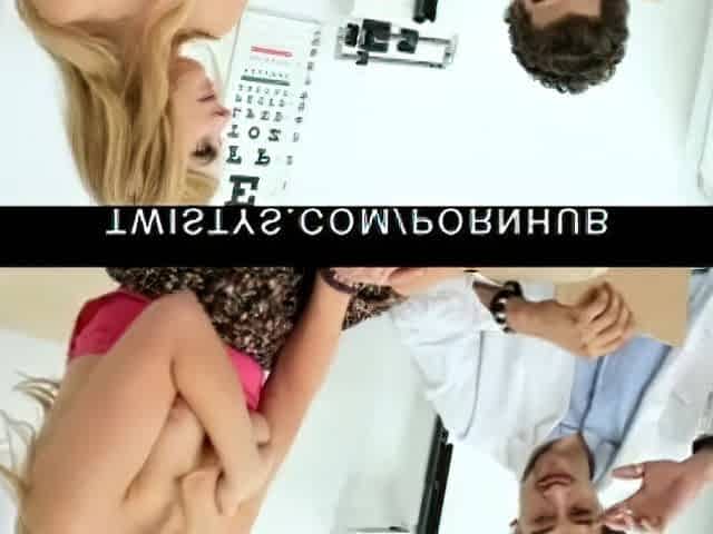 BREASTY GOLDEN-HAIRED COLLEGE SCHOOL FLOOZY SEES DOCTOR FOR LARGE BOOBS AND COC