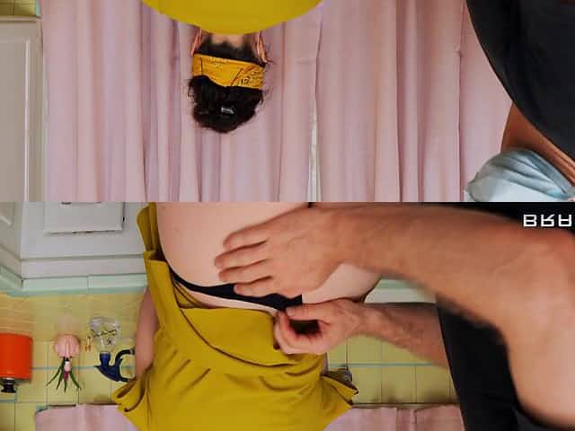 A chubby housewife gets thouroughly ass-fucked on the kitchen floor.