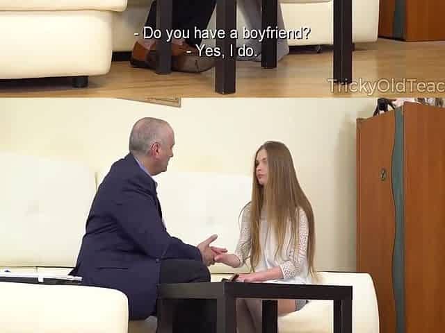 Sweet Cutie Earns Good Grades By Pleasing Old Cock - Adel Bye