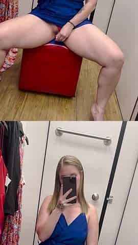 Risky Vibrator Play in Changing Room