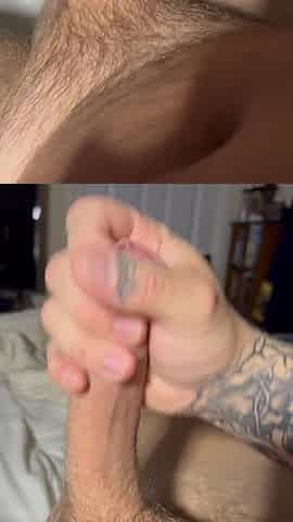 British uncut stud cum large and hard after edging and sexting