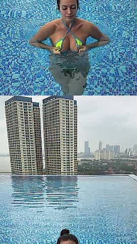 Public Pool Spit on Breasts with Ahegao Face