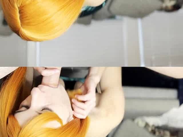 Bitch gives wam blowjob and handjob in pov scene