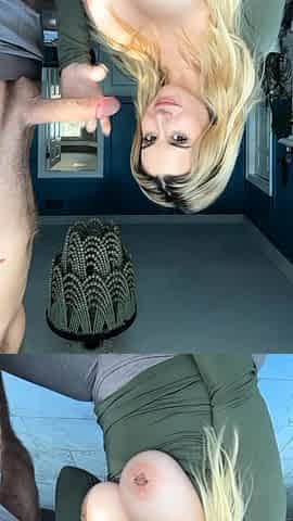 Lapdance and blowjob made by BIG boobs blonde