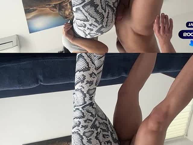spunk fountain on leggings /rubbing schlong on fitness model with a consummate Booty /CandyLuxxx