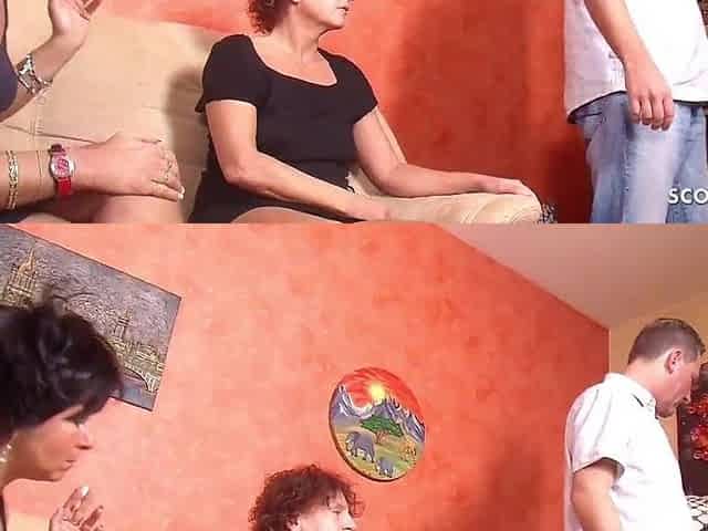 2 German Older tempt Neighbor to FFM trio in Vintage Porn