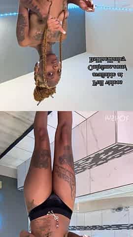 ItsBlacHarley Topless in Black Thong Smoking and Dancing