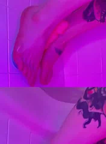 Tattooed sweetheart gives foot Job to recent pink vibrator in the bathtub :)- Full vid on OF