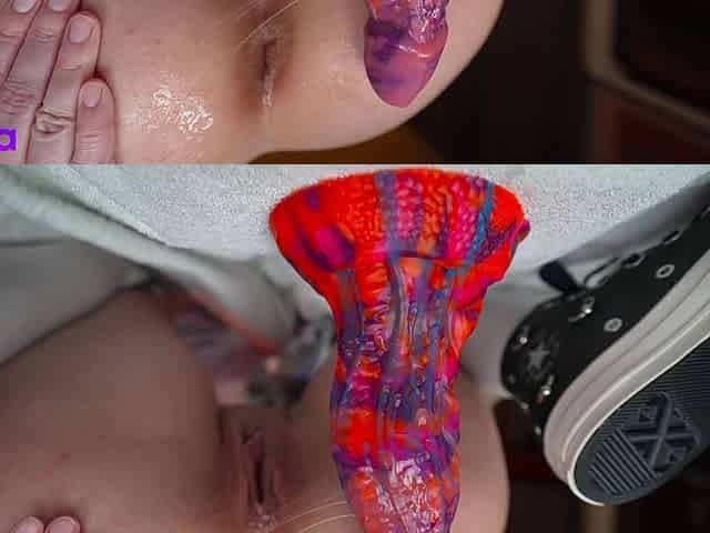 First Time Trying My New Dragon Dildo in Ass