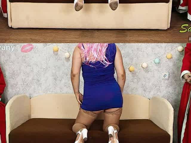 XMAS Three-some with 2 SANTA CUCKOLD ! SanyAny