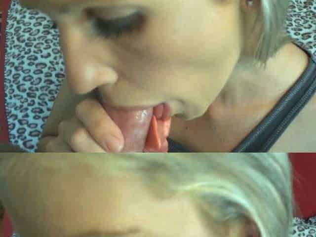 Big cock blonde amateur with glasses drools on cock