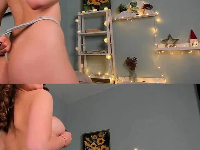 Cute curly brunette solo webcam masturbation