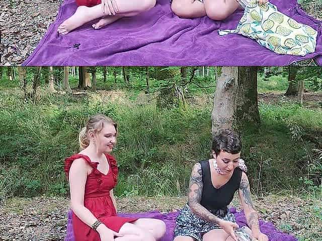 Blow job and Foursome during a picnic in the forest - two angels, two boys