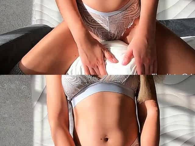 Humping My Pillow in Sexy Stockings and Panties - SO HOT!