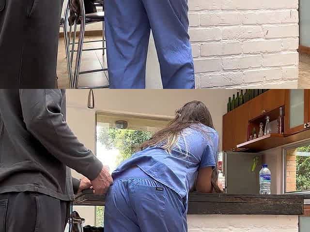 Nurse gets cream pie in the morning previous to leaving for work
