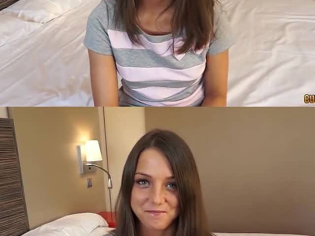 Skinny brunette in a deep anal casting session - Foxy Di