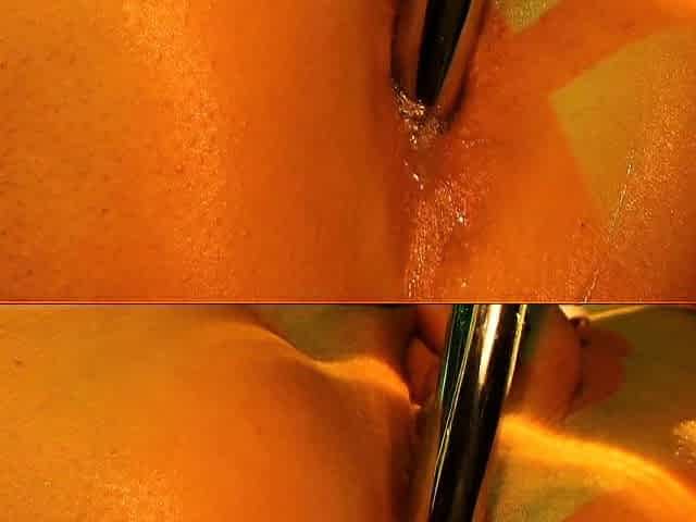 Blonde and brunette lesbians toying cunt