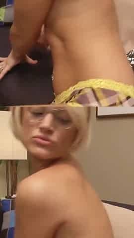 Hot blonde skinny teacher fuck stranger men with huge cock at home and cum