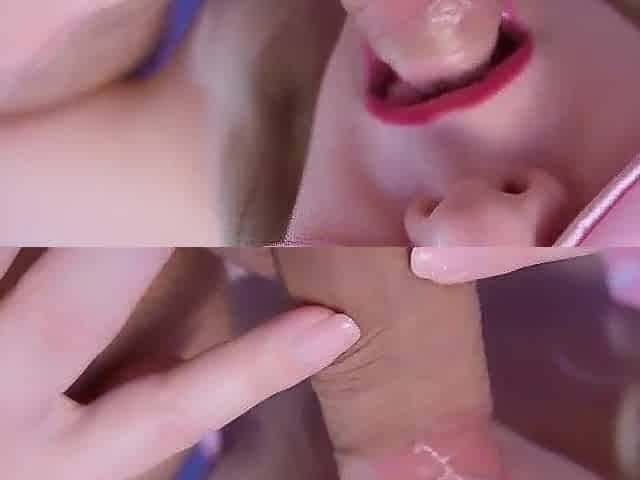 ASMR oral job with a large ejaculation close-up