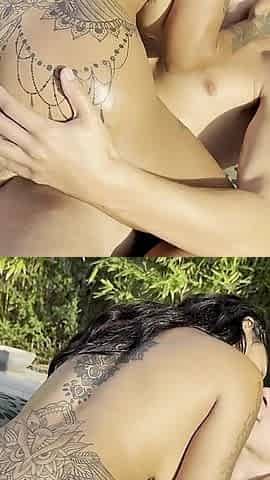 Garden Sex with My Huge Tits Wife While Neighbor Watches Creampie