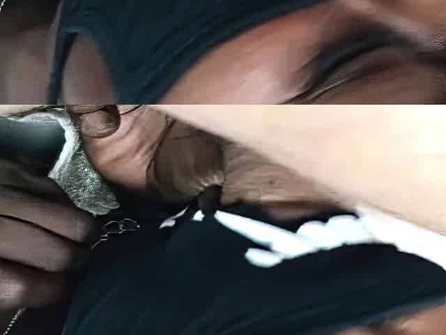 Black girl with mask blowjob in the car