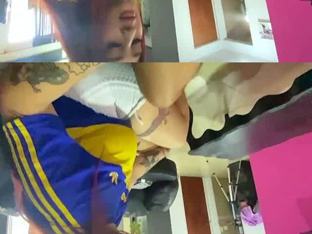 I find Mi friend alone watching football and La me I FUCK