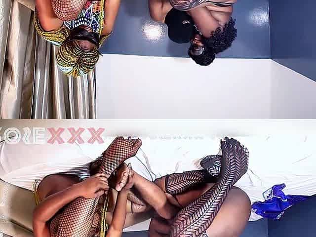 Black three-some having pleasure jointly