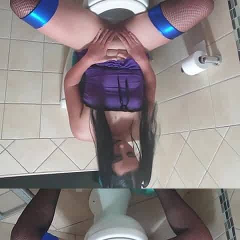 Alternative punk teen whore taking a piddle