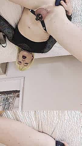 Sissy Foot Bitch Screws Herself And Sucks Her Feet