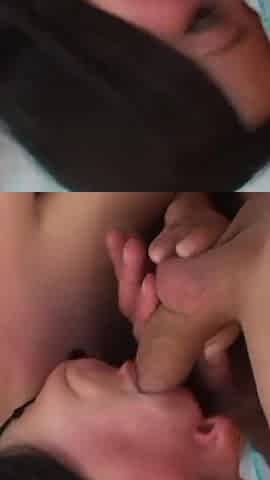 Big brunette milks his cock
