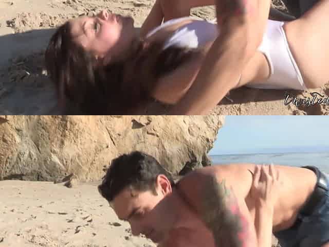 Brunette Sovereign Syre with natural tits and shaved cunt