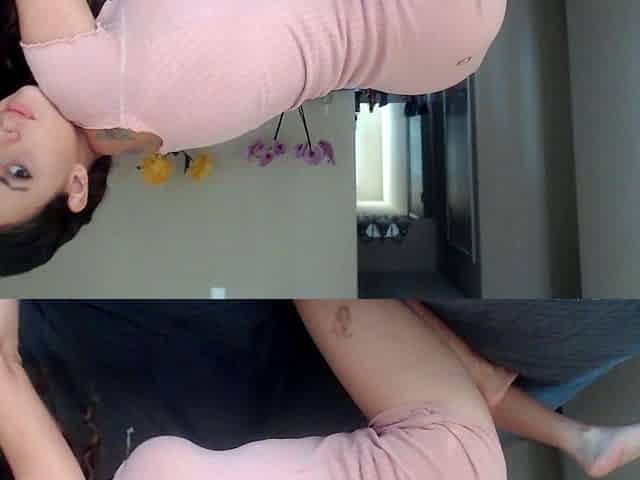 Busty babe playing with her big boobs