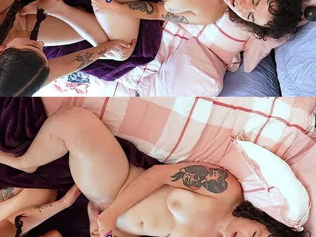Brunette lesbian milf babes in cunt grinding