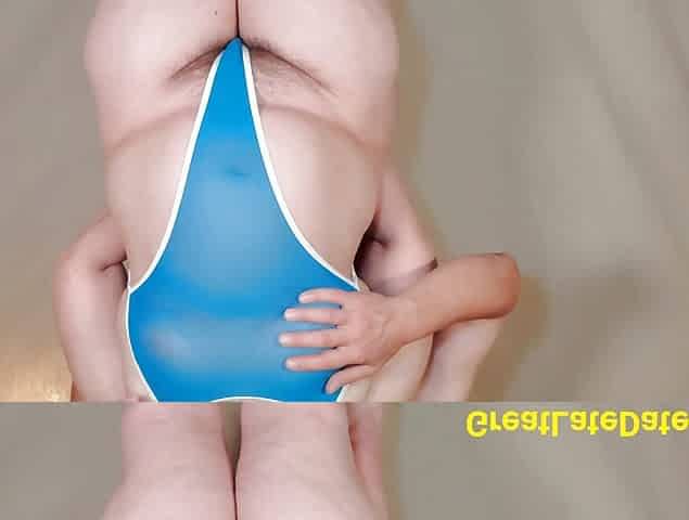 "PAWG milf in see through one piece swimsuit felt up by younger boy in a thong"