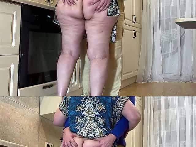 An experienced old lady with wide thighs and a constricted booty took ace bang in her butt