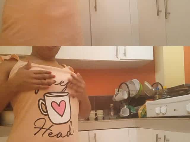 My Big Ass Busty Stepmom in the Kitchen Masturbating with Her Fingers