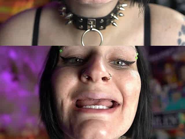 Sexy Goth Plays with Their Dentures