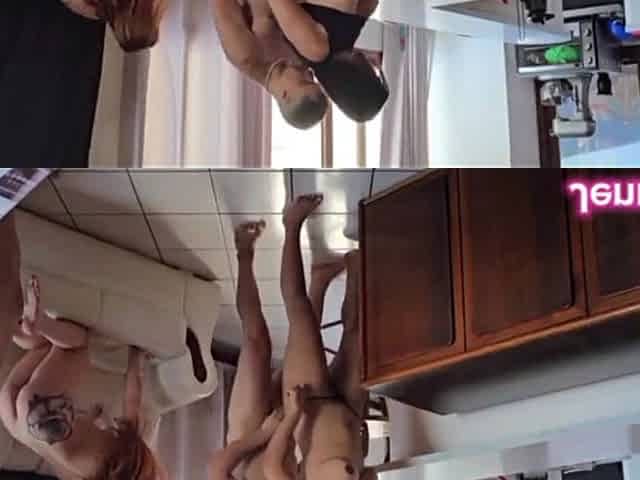 Couples Having an Orgy During Breakfast, One Man Having Sex with the Other's Wife Without a Condom in the Kitchen.