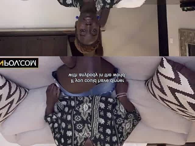 Breasty Ebony Sweetheart Sucks White Penis Sloppy In Homemade Modeling Try-out