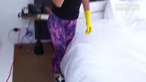 Redhead Asian babe gags on big black cock