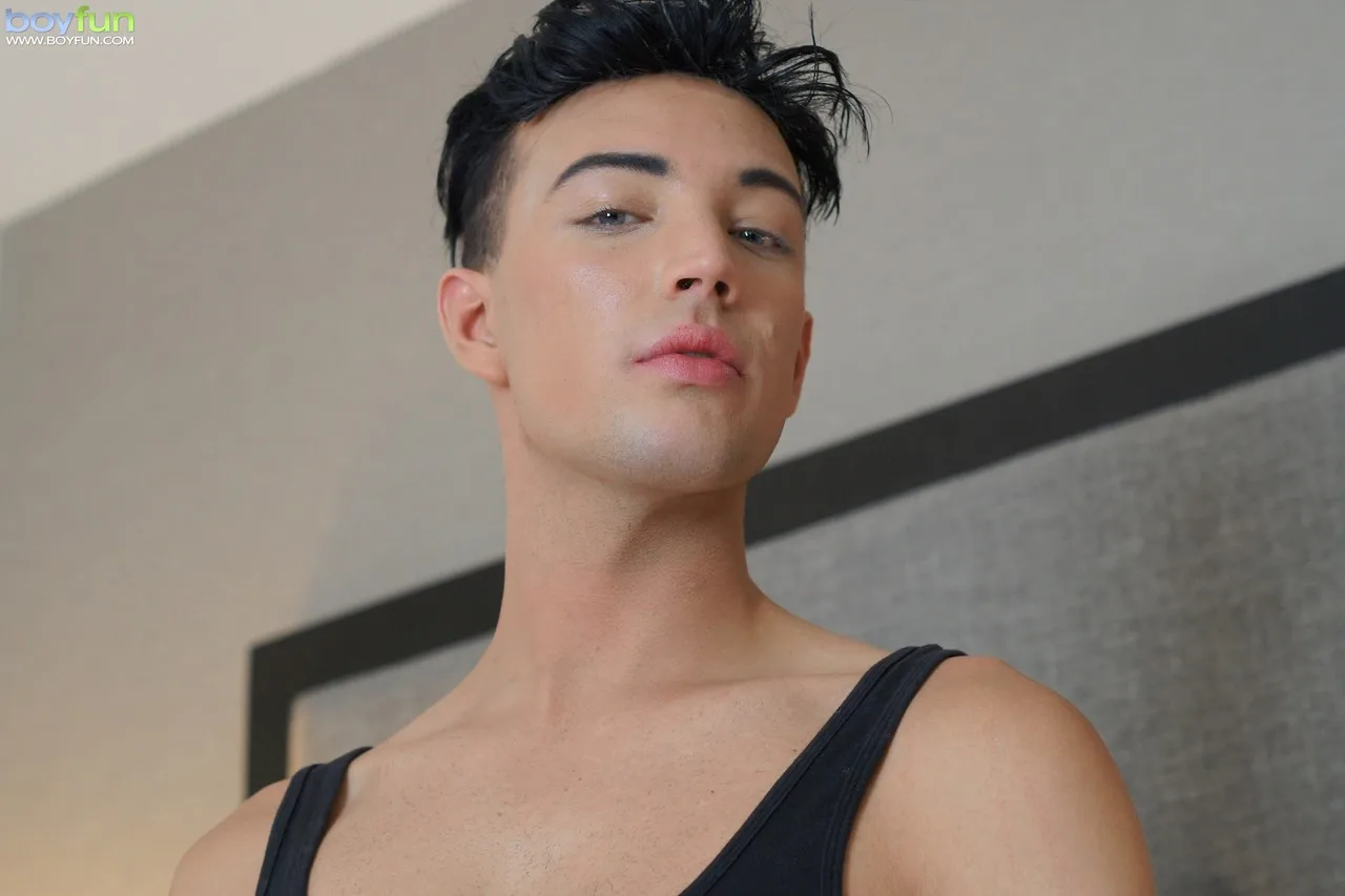 Beautiful gay model Jake Diamante strips naked and strokes his big dick — A Closer Look